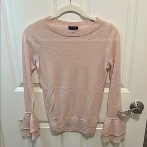 J. Crew 100% Cashmere Pink Ruffle Sleeve Top